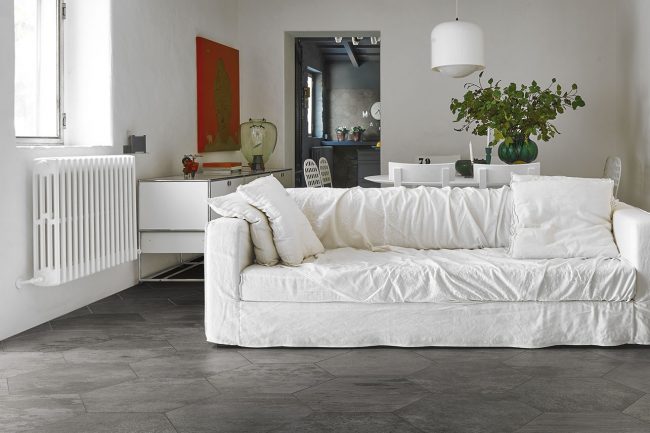 piastrella esagonale effetto cemento per arredamento living di siria ceramiche
