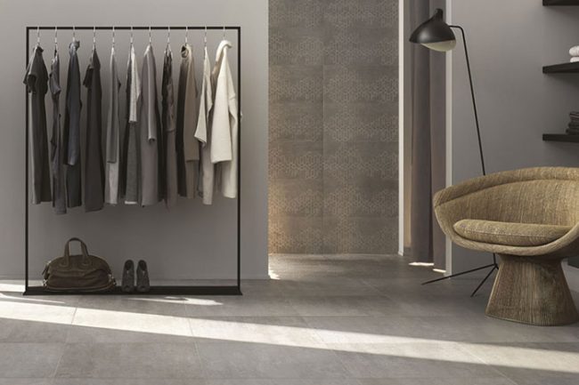 gres porcellanato grigio in camera da letto di siria ceramiche